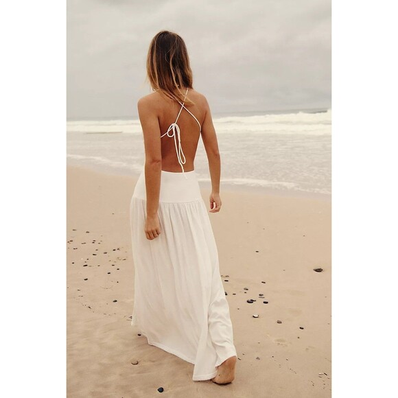 Free People Free-est Julietta Midi Dress Comfy Cotton Beach Ivory XS New 284002 - Picture 4 of 9